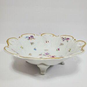 Reichenbach Germany Pierced Lattice Porcelain Footed Serving‎ Centerpiece Bowl